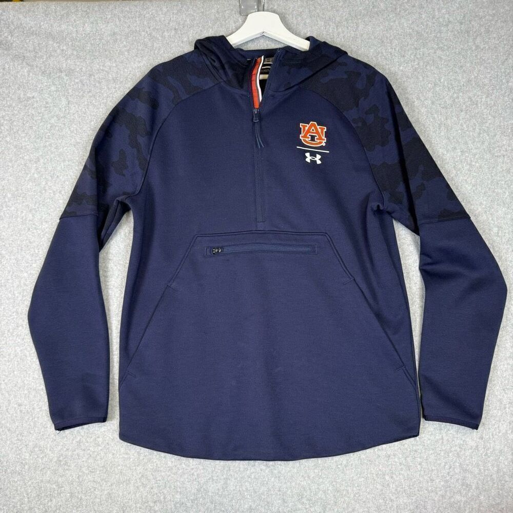 Auburn Tigers Under Armour Hoodie Sweatshirt Mens medium Blue camo Zipper Pocket